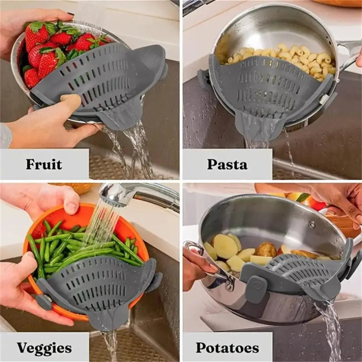 Convenient Adjustable Strainer for Pots - Perfect kitchen accessory for quick and mess-free draining, ideal for home cooks.