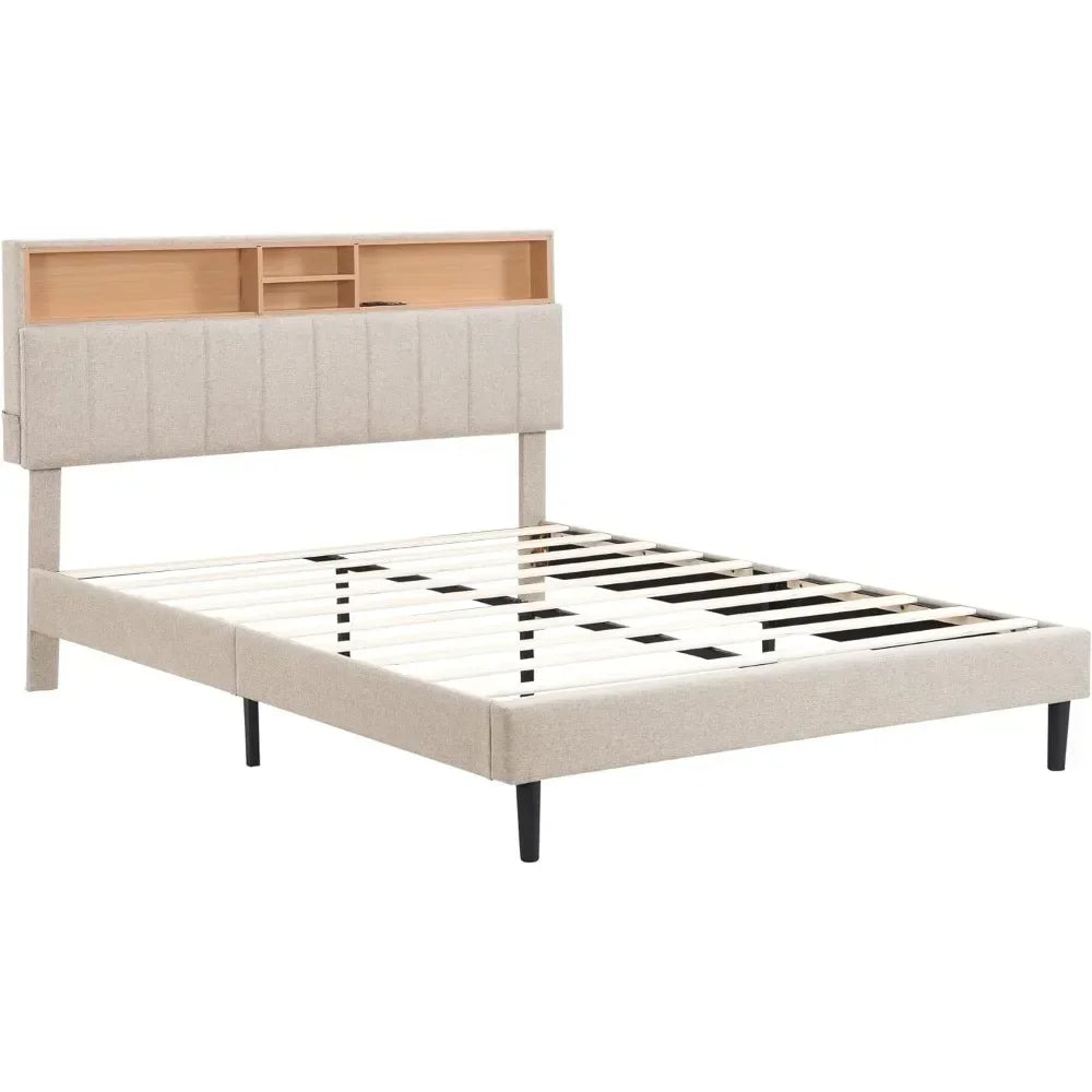 Bed Frame Headboard with storage and USB ports