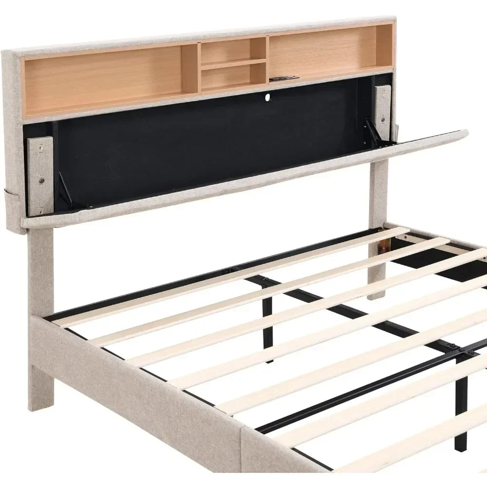 Bed Frame Headboard with storage and USB ports