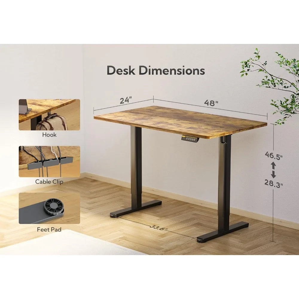 Ergonomic Adjustable Height Stand-Up Desk, 48x24 Inches - Ideal for promoting productivity and posture in any workspace.