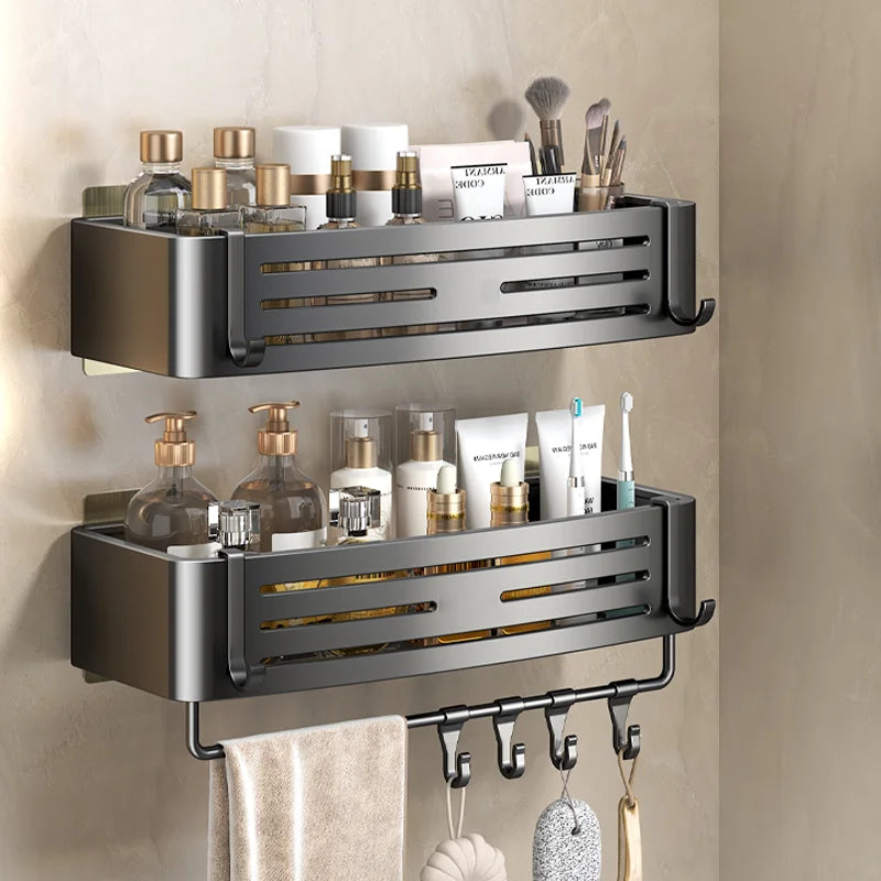 Aluminum Bathroom Shelves Wall Towel Rack - Stylish and durable solution for organizing towels and toiletries in your bathroom.