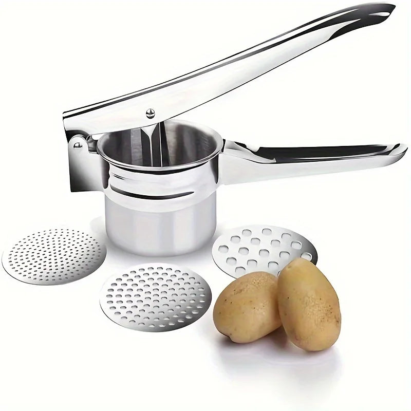 Kitchen vegetable masher with non-slip handle