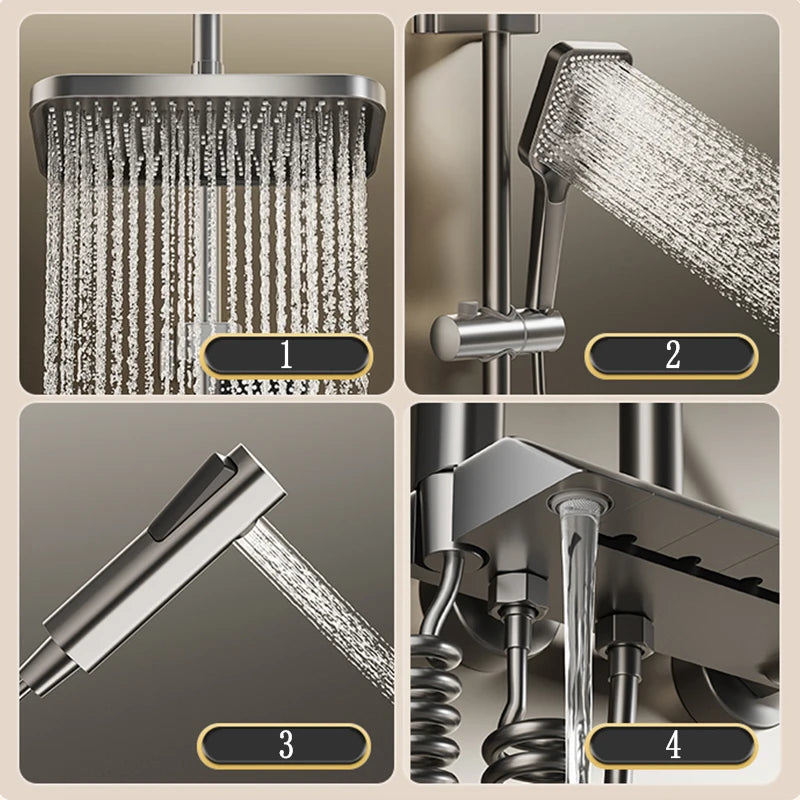 Complete Shower Head Set - Multiple spray settings for a customizable wash, crafted from durable, corrosion-resistant materials.