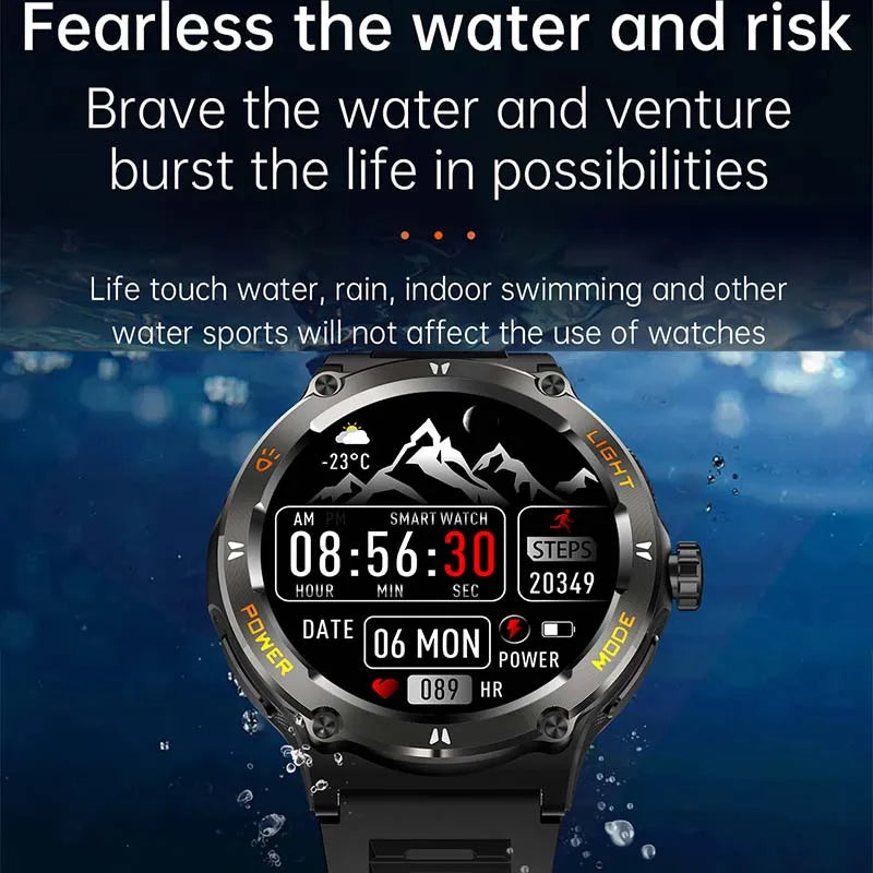 Bluetooth Outdoor Sports Fitness Track Military Men Smart Watch