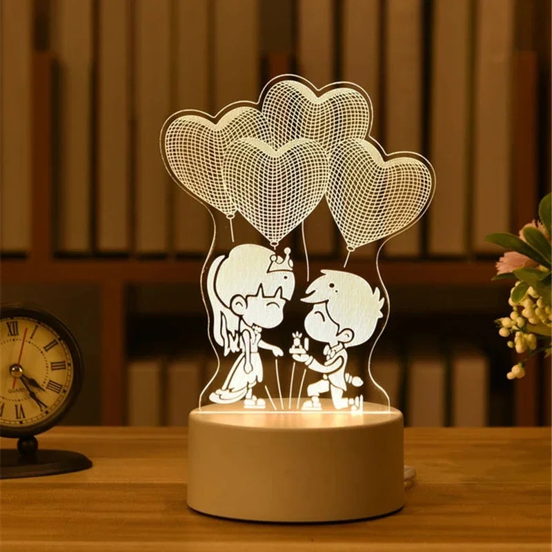 Charming Acrylic Bear LED Night Light - Energy-efficient USB night lamp for creating a soothing atmosphere in nurseries and children's rooms.