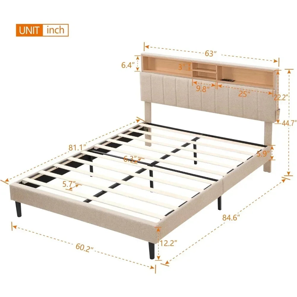 Bed Frame Headboard with storage and USB ports