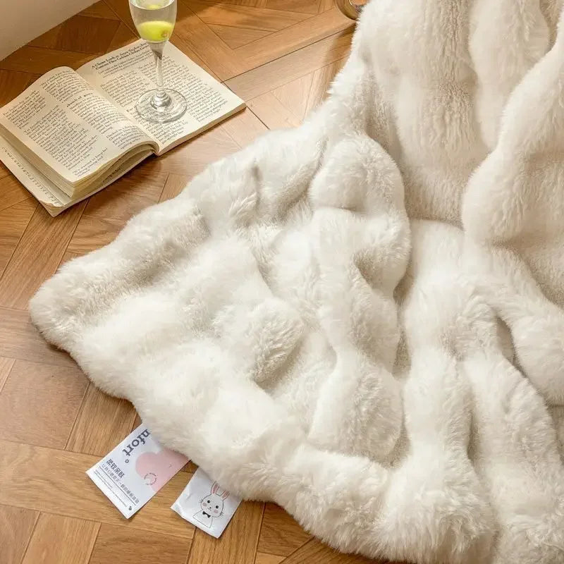 Winter Luxury Imitation Fur Plush Blanket Warm Super Soft Blankets Bed Sofa Cover Fluffy Throw Blanket Bedroom Couch Pillowcase