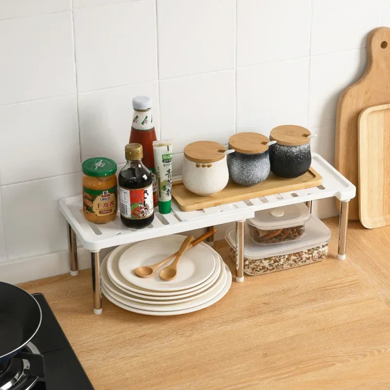 Versatile Kitchen Cabinet Storage Rack - Ideal for decluttering your kitchen by easily storing dishes, spices, and cookware.