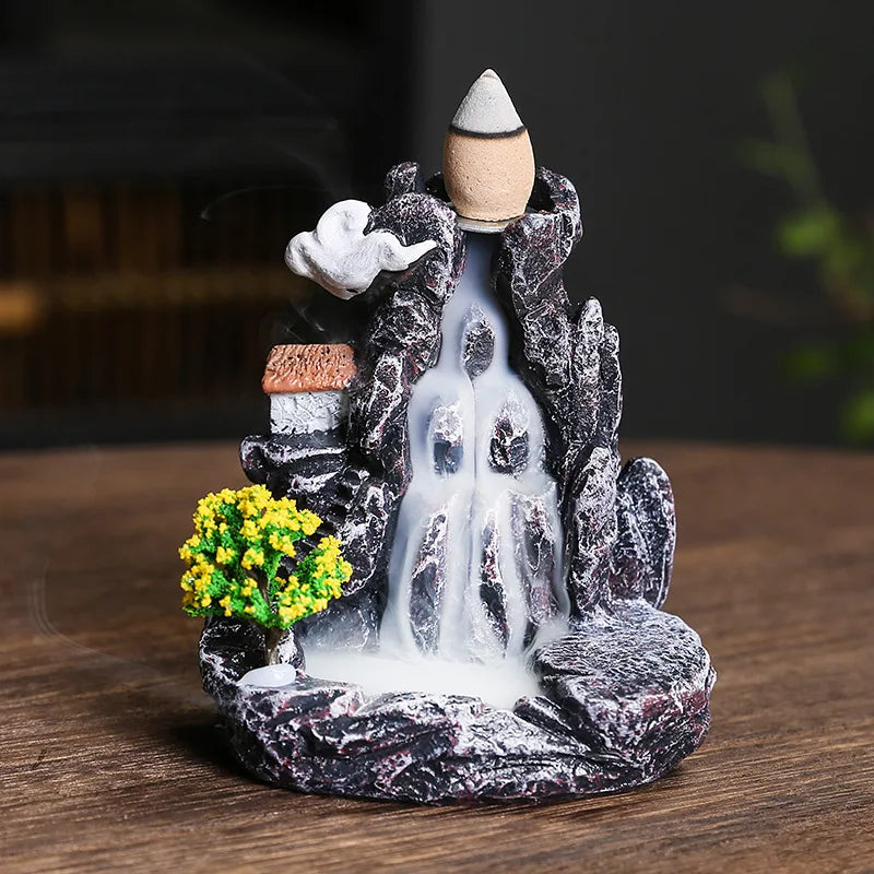 Artistic Waterfall Incense Burner - Ideal for aromatherapy, this unique piece adds beauty and tranquility to any home or office decor.