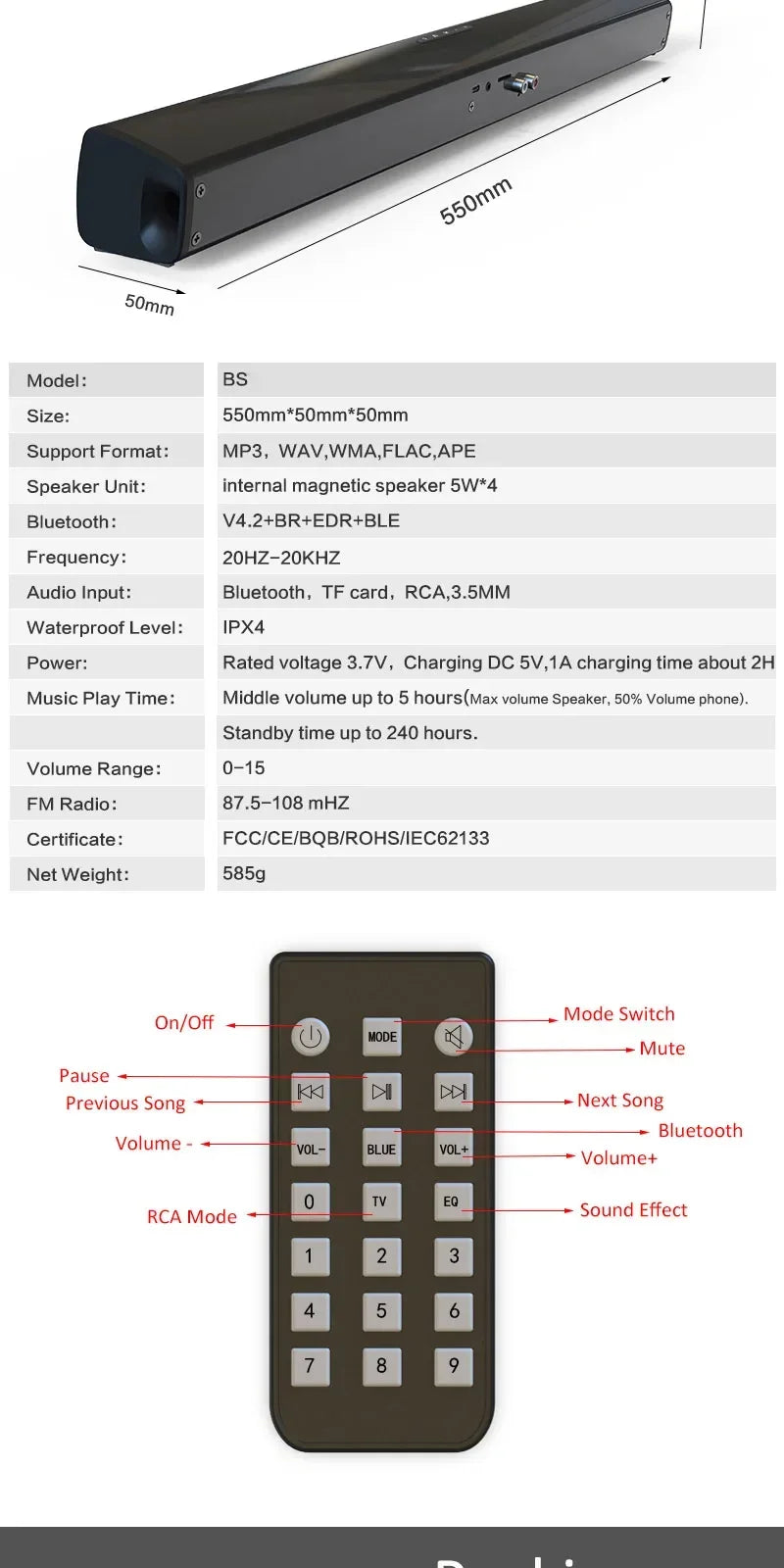 Home Theater Sound System Bluetooth Speaker Computer Speakers For TV Soundbar Box Subwoofer Radio Music Center Boom Box Column